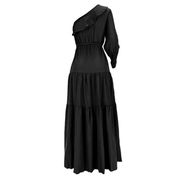 NWT Black One Ruffle Sleeve Maxi Dress - Picture 3 of 7